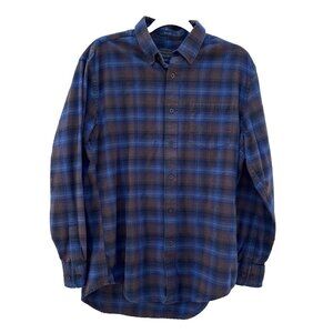 Vintage Pendleton Shirt Mason Plaid Flannel Button Down Mens M Blue